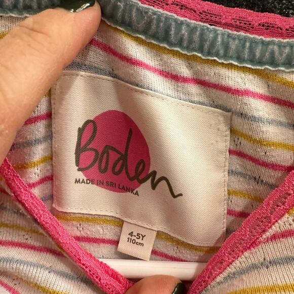 Mini Boden Corduroy Flower Pinafore Striped Pointelle Shirt Size 4-5Y 110cm - Picture 10 of 10